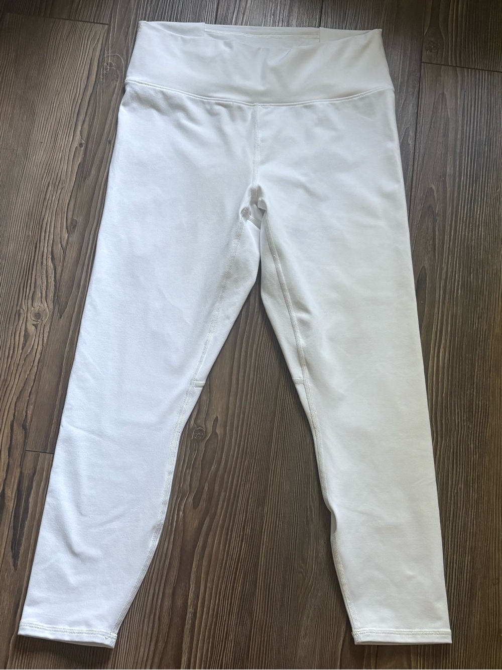 Fabletics Powerhold High Waisted Leggings White Pink Lattice Back S 7/8 length